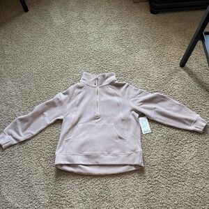 Lululemon scuba tumbled fleece funnel neck half zip. Adaptive pink/gold.